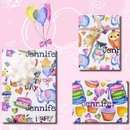 Hoja De Papel De Regalo Nombre personalizado Cumpleaños Globos Regalos de 