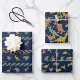Hoja De Papel De Regalo Nombre personalizado Dinosaurio