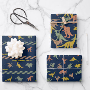 Hoja De Papel De Regalo Nombre personalizado Dinosaurio
