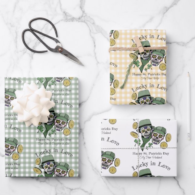 Hoja De Papel De Regalo Nombre Personalizado Feliz Día de St Patricks Skul (Anverso)