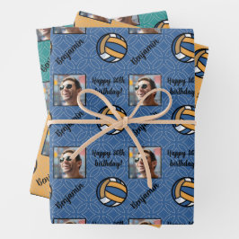 Hoja De Papel De Regalo Nombre personalizado Foto Deporte Voleibol Cumplea