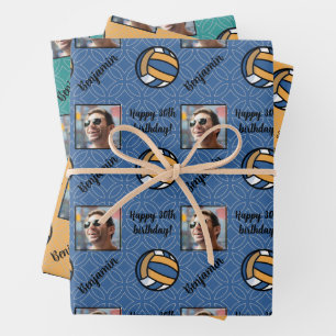 Hoja De Papel De Regalo Nombre personalizado Foto Deporte Voleibol Cumplea