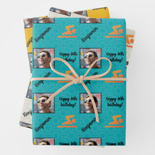 Hoja De Papel De Regalo Nombre Personalizado Foto Edad Natación Salvavidas