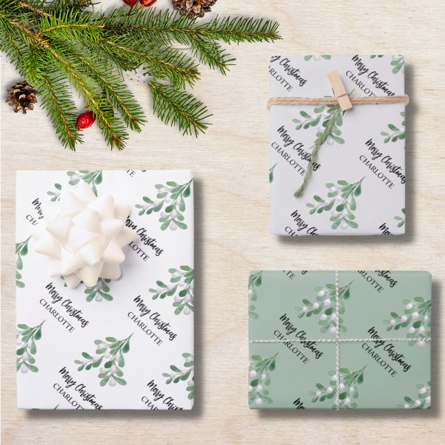 Hoja De Papel De Regalo Nombre personalizado Navidades Mistletoe (Subido por el creador)