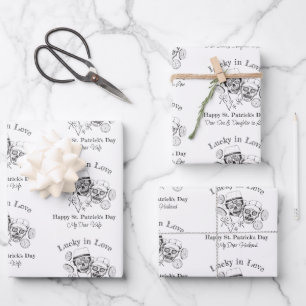 Hoja De Papel De Regalo Nombre personalizado Pareja irlandesa de cráneo de