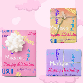 Hoja De Papel De Regalo NOMBRE personalizado Regalo de Chica de cumpleaños