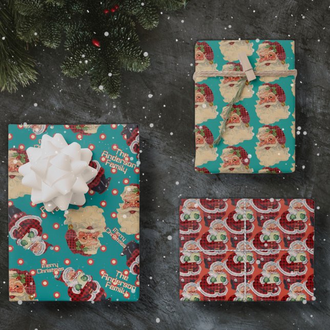 Hoja De Papel De Regalo Nombre personalizado Retro Santa Claus Navidades T (Subido por el creador)