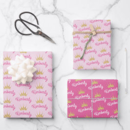 Hoja De Papel De Regalo Nombre personalizado rosa personalizado personaliz