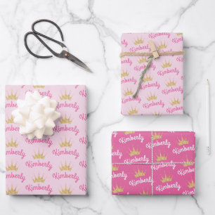 Hoja De Papel De Regalo Nombre personalizado rosa personalizado personaliz