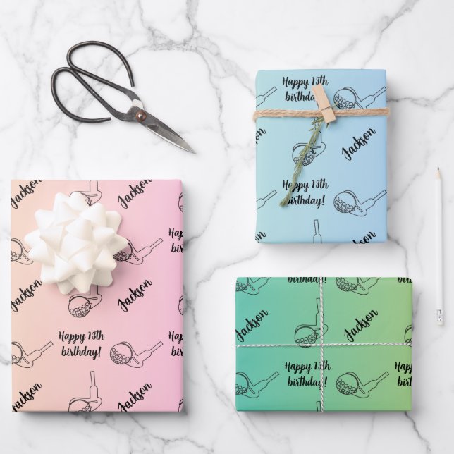 Hoja De Papel De Regalo Nombre Personalizado Sentimiento Deporte Tema Golf (Anverso)
