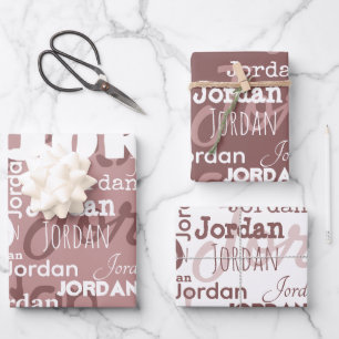 Hoja De Papel De Regalo Nombre repetitivo Mauve Dusty Rosa Blanco Moderno