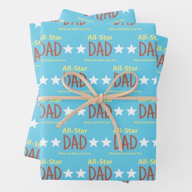 Hoja De Papel De Regalo Nombres de niños amarillos y azules de cielo azul  (In situ)