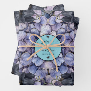 Hoja De Papel De Regalo Nombres de Parejas Clásicas Florales Negras Malhum