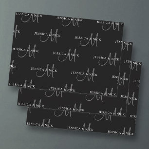 Hoja De Papel De Regalo Nombres de parejas elegantes y monograma