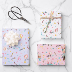 Hoja De Papel De Regalo Nombres de WP Patrones de Pascua 19x29 coloridos