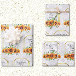 Hoja De Papel De Regalo Nombres personalizados de Bodas de girasol en Dama<br><div class="desc">Nombres personalizados de Bodas de girasol en hojas de papel de ajuste de Damask 3</div>