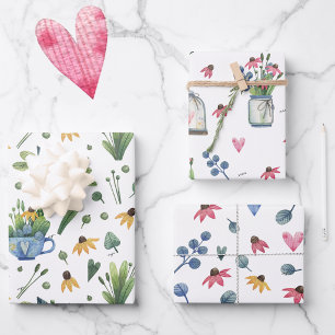 Hoja De Papel De Regalo Nombres WP   3 Florales Acuarela Coloridos 19x29