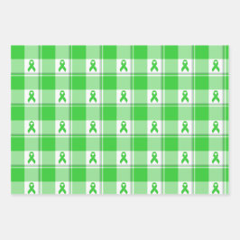 Hoja De Papel De Regalo Non-Hodgkin's Lymphoma Awareness Plaid Lime Green