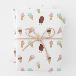 Hoja De Papel De Regalo Nostálgica fiesta de cumpleaños de Crema de Hielo