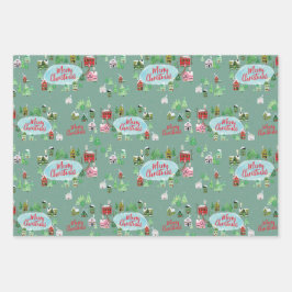 Hoja De Papel De Regalo Nostálgicos Navidades de Winter Village