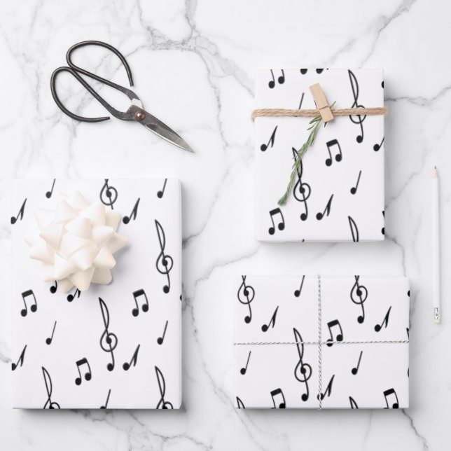 Hoja De Papel De Regalo nota de música Patrón Tema de música Treble Clef (Anverso)