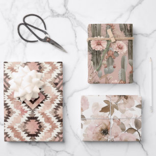 Hoja De Papel De Regalo Novia marrón rosa Cumpleaños floral Suroeste