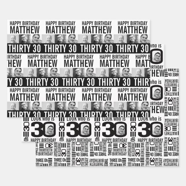 Hoja De Papel De Regalo Noviembre de 30 años cuatro fotos blanco negro mon (Set)