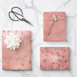 Hoja De Papel De Regalo Nube de puesta de sol en oro rosa