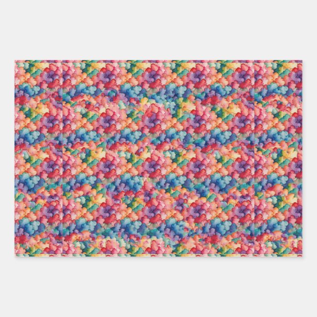 Hoja De Papel De Regalo Nubes Arcoíris (Anverso)
