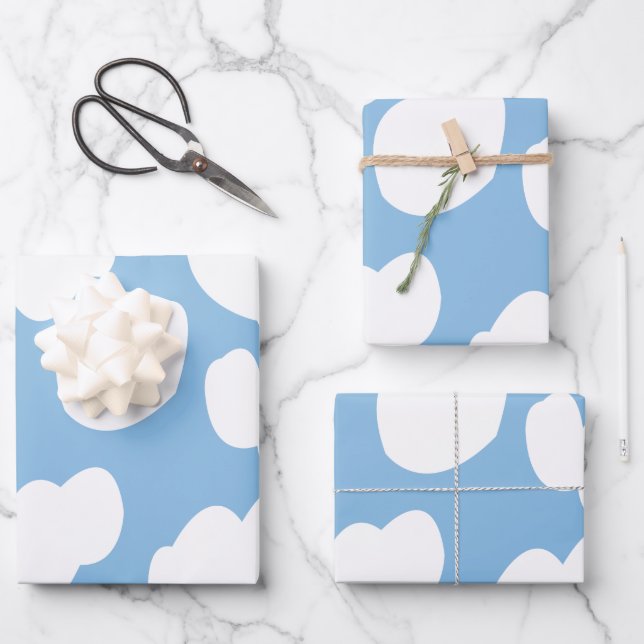 Hoja De Papel De Regalo Nubes azul cielo nubes (Anverso)