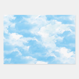 Hoja De Papel De Regalo Nubes de cielo azul