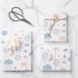 Hoja De Papel De Regalo Nubes Moon Starry Sky Baby Shower Cumpleaños