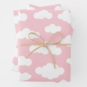 Hoja De Papel De Regalo Nubes pasteles finas de color rosa y blanco