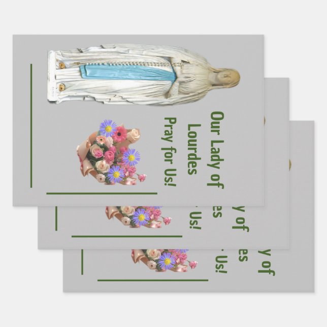 Hoja De Papel De Regalo Nuestra Señora de Lourdes (Set)