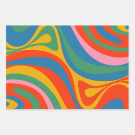 Hoja De Papel De Regalo Nuevo patrón abstracto de color retro trippy de Gr