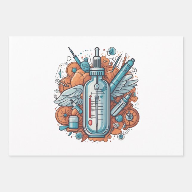 Hoja De Papel De Regalo Nurse Holding Newborn – Gentle Care Medical Design (Anverso 2)