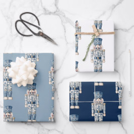 Hoja De Papel De Regalo Nutcracker, Navidades de la Chinoiserie azul y bla