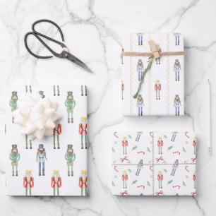 Hoja De Papel De Regalo Nutcrackers de Navidades de acuarela