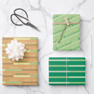 Hoja De Papel De Regalo Ocasión completa personalizada de color verde marr