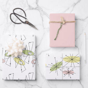 Hoja De Papel De Regalo Ocasiones modernas retro de mediados del siglo