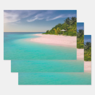 Hoja De Papel De Regalo Océano Acuamarina Playa Tropical Escénica