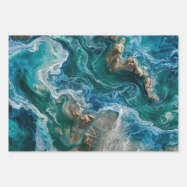 Hoja De Papel De Regalo Océano azul (Anverso 2)