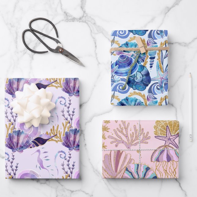 Hoja De Papel De Regalo Océano Mar Azul (Anverso)