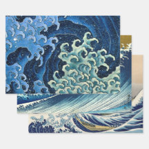 Océano vintage de ola femenina de Hokusai