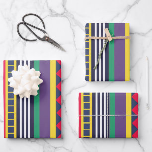 Hoja De Papel De Regalo Ochenta Coloridas Rayas Patrón Ochenta