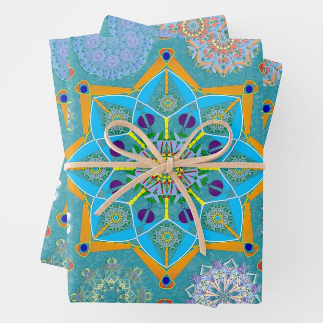 Hoja De Papel De Regalo Octo brightener estilo árabe turquesa morisco (In situ)