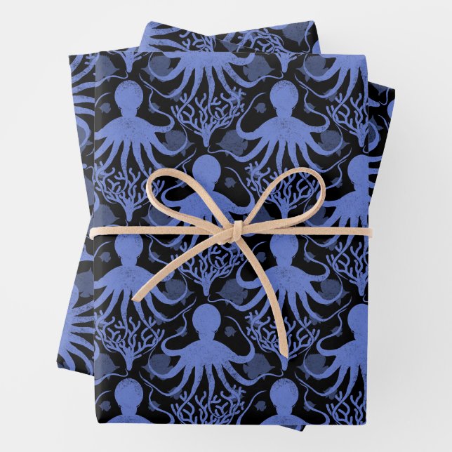 Hoja De Papel De Regalo Octopus (dark background) (In situ)