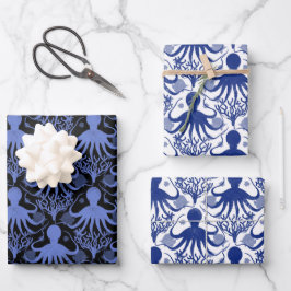 Hoja De Papel De Regalo Octopus (light and dark background)