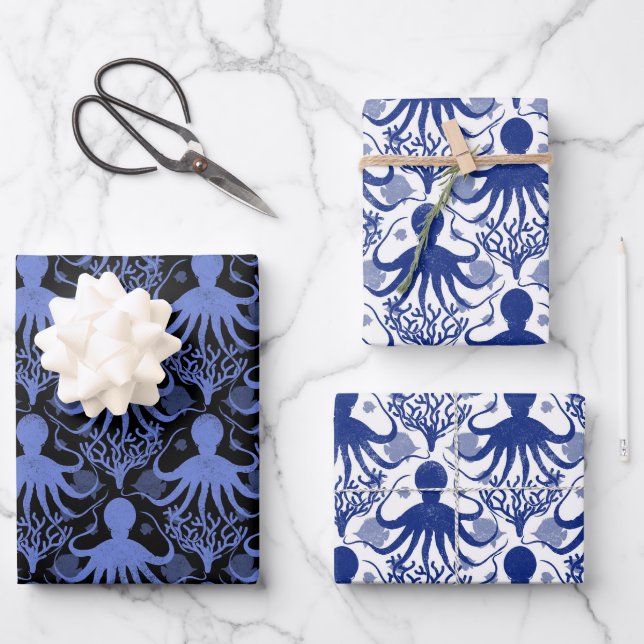 Hoja De Papel De Regalo Octopus (light and dark background) (Anverso)