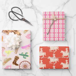 Hoja De Papel De Regalo Oeste salvaje con niños del patrón Cacti Fiesta de